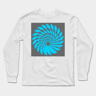 Blue pattern on grey background. Long Sleeve T-Shirt